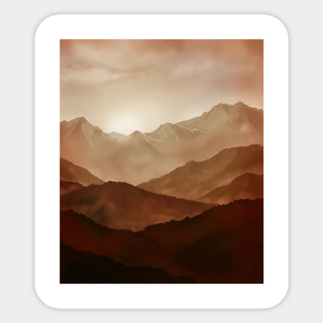 Orange mountain landscape Sticker by consequat